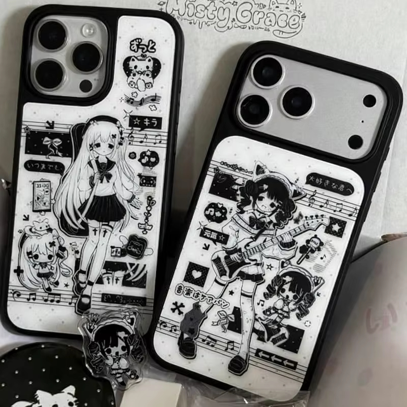 Phone Cases Girls - Fashiy INS Cartoon Cute Anime Girl