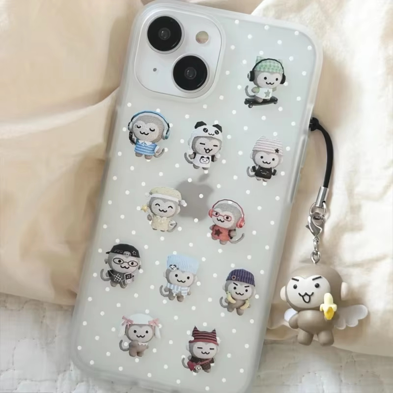 Phone Cases Kawaii - Simple Kawaii Monkey White Polka Dots