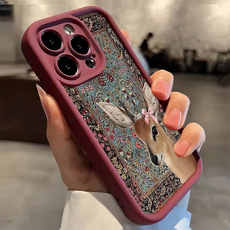Wine Red Tapestry Deer Print C - Phone Cases Red Deer 评论和价格