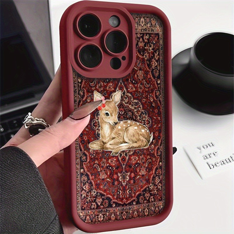 Vintage Red Floral Deer Patter - Phone Cases Red Deer 评论和价格