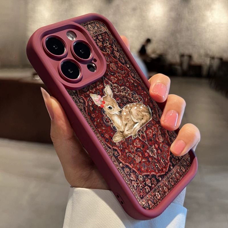 Vintage Red Floral Deer Patter - Phone Cases Red Deer 评论和价格
