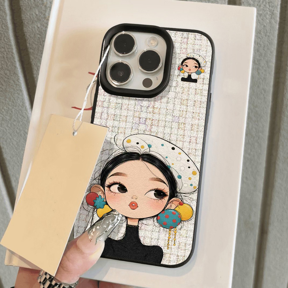 Cute Cartoon Girl Plaid Print  - Phone Cases Girls 评论和价格