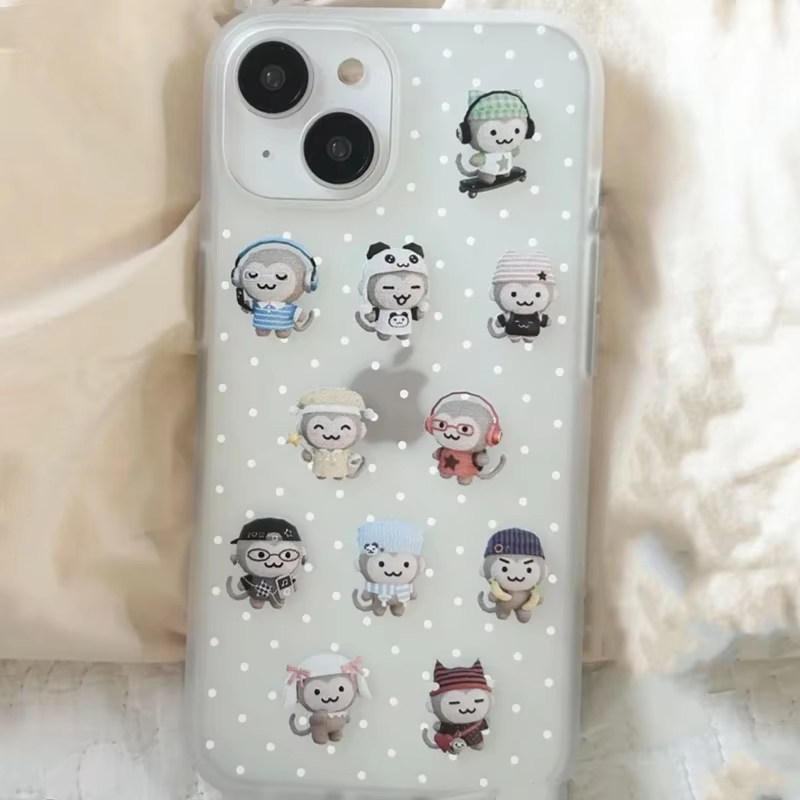 Simple Kawaii Monkey White Pol - Phone Cases Kawaii 评论和价格