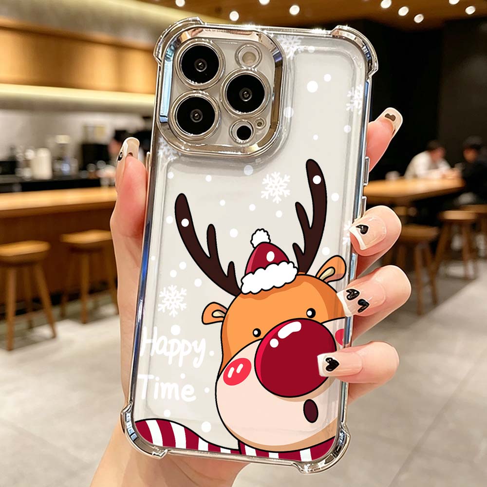 Cartoon Red Nose Deer Phone Ca - Phone Cases Red Deer 评论和价格