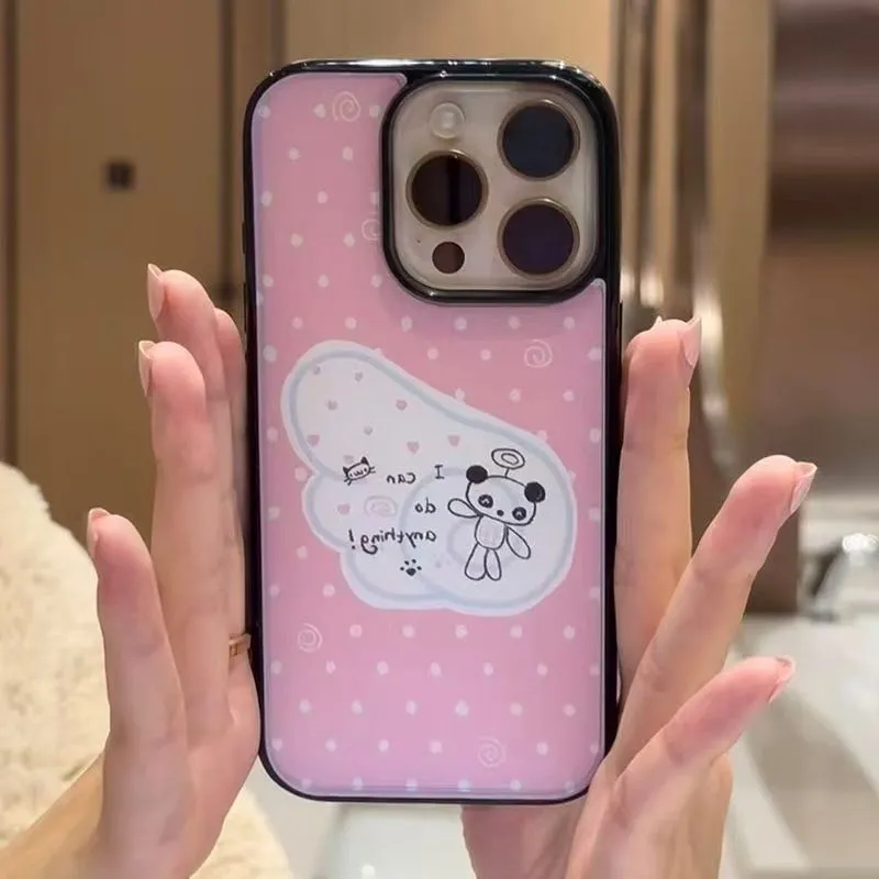 Polka Dot Cute Line Bear Kawai - Phone Cases Kawaii 评论和价格