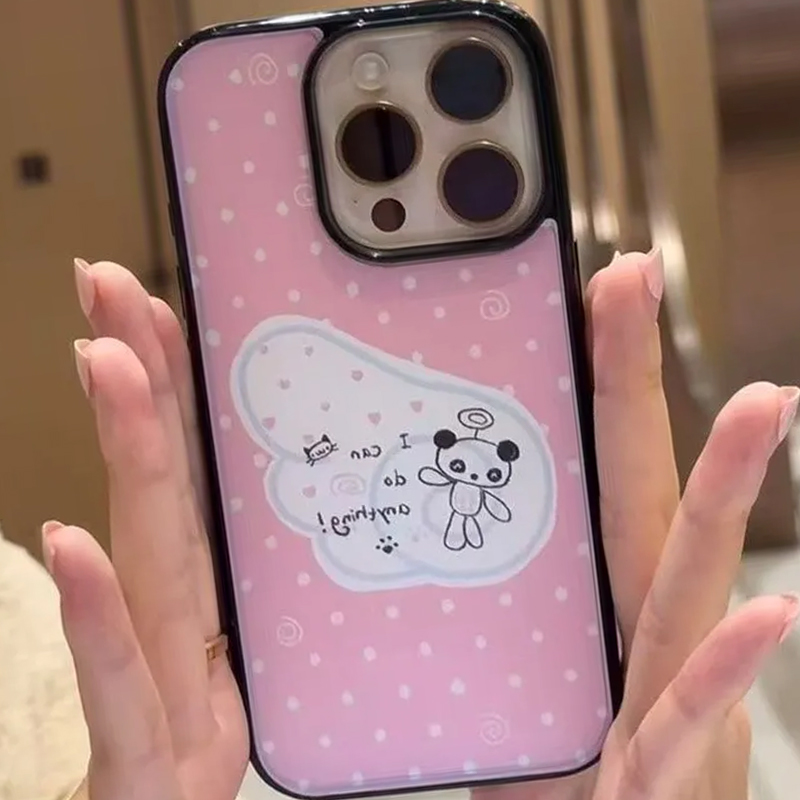 Polka Dot Cute Line Bear Kawai - Phone Cases Kawaii 评论和价格